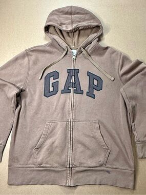 GAP Heritage Logo Cozy Brown Full Zip Hoodie Size Large